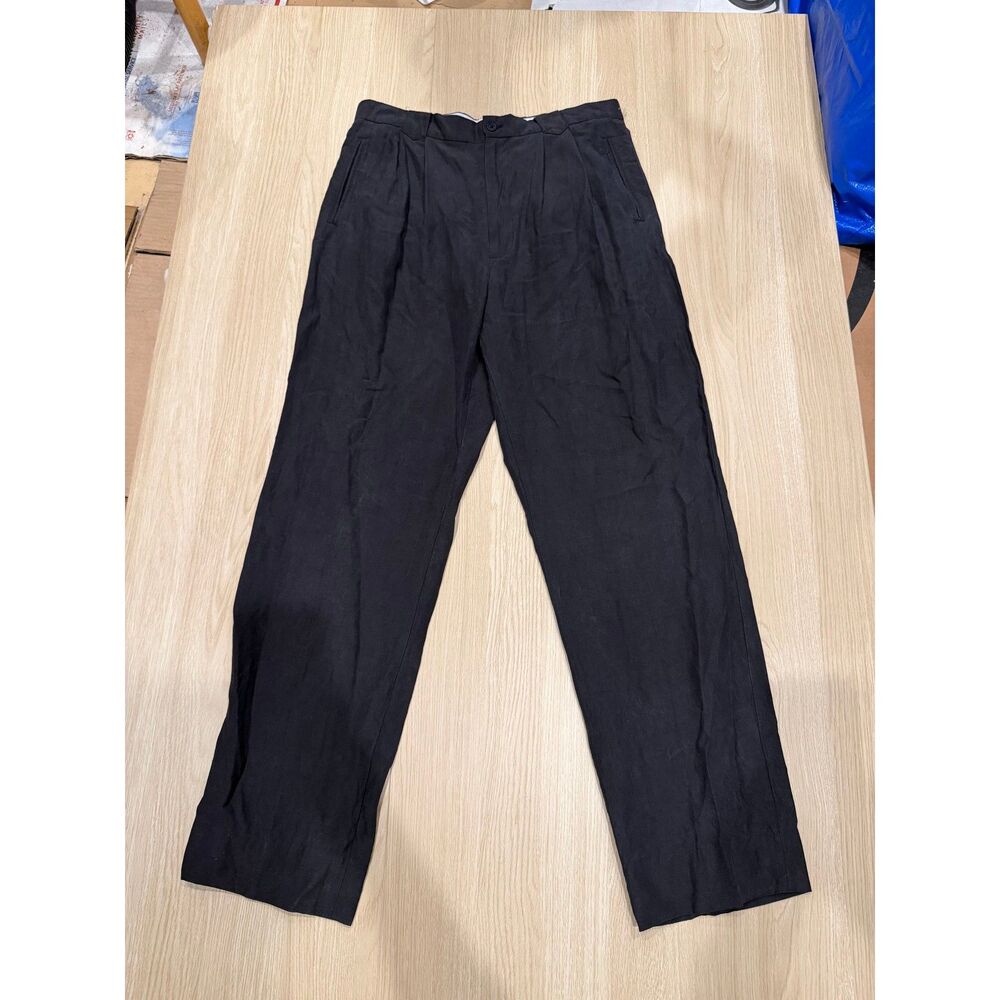 Arnold Zimberg Mens Black Silk Linen Pants Size 34